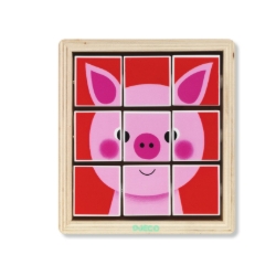 Djeco - houten draaipuzzel - Animoroll Boerderijdieren - vanaf 2 jaar