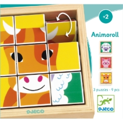 Djeco - houten draaipuzzel - Animoroll Boerderijdieren - vanaf 2 jaar