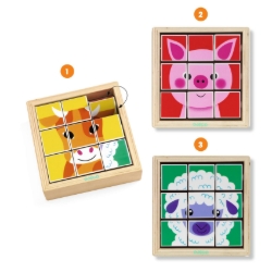 Djeco - houten draaipuzzel - Animoroll Boerderijdieren - vanaf 2 jaar