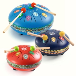 Djeco - Metalen Trommel - Tongtrommel- 8 Toons, Blauw - vanaf 5 jaar