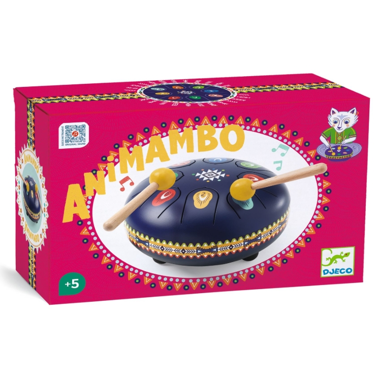 Djeco - Metalen Trommel - Tongtrommel- 8 Toons, Blauw - vanaf 5 jaar