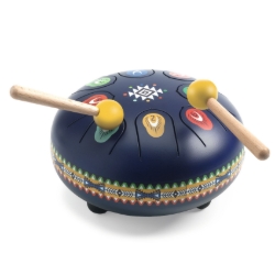 Djeco - Metalen Trommel - Tongtrommel- 8 Toons, Blauw - vanaf 5 jaar