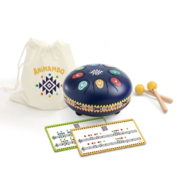 Djeco - Metalen Trommel - Tongtrommel- 8 Toons, Blauw - vanaf 5 jaar