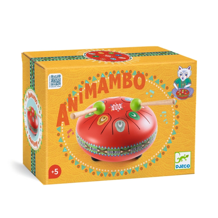 Djeco - Tongtrommel Rood - Metaal, 8 Toons - vanaf 5 jaar