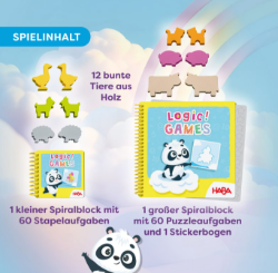 HABA Logic Games – Boas Wolkenland Stapel- & Puzzelspel Inhoud