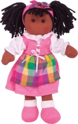 Bigjigs Lappenpop Jess – Zachte Pop met Kleurrijke Outfit 25 cm – Vanaf 0 jaar