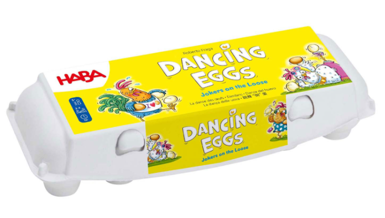 HABA Eierdans– Behendigheidsspel met Gummi-en-houten-eieren – vanaf 5 jaar
