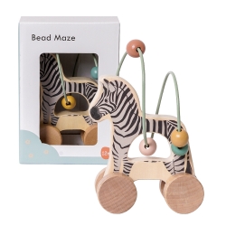 Houten Motoriekspiraal Zebra – Kralenframe – Vanaf 1 Jaar