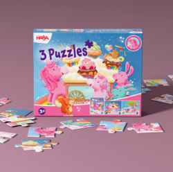 HABA Eenhoorn Flonkerglans – 3 Glinsterende Puzzels
