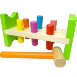 Simply for Kids - Hamerbank Groen met 6 Pennen en Hamer - Vanaf 1 jaar