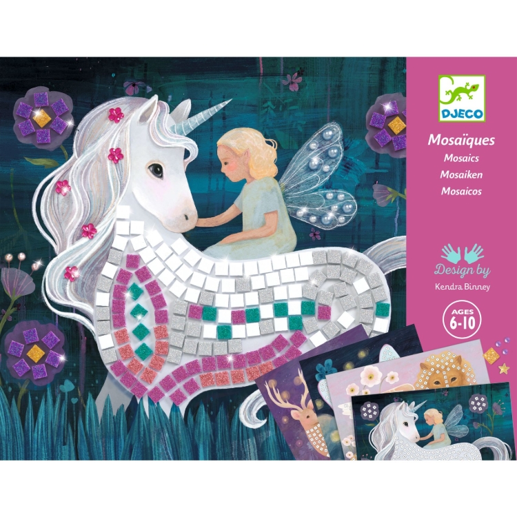 Djeco De betoverde wereld – Glittermozaïek, Knutselset - 6 tot 10 jaar