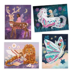 Djeco De betoverde wereld – Glittermozaïek, Knutselset - 6 tot 10 jaar