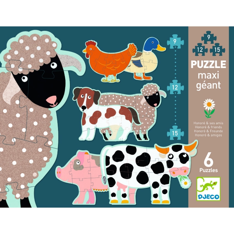Afbeeldingen van Djeco puzzelset Honoré en vrienden – 6 dieren – vanaf 3 jaar