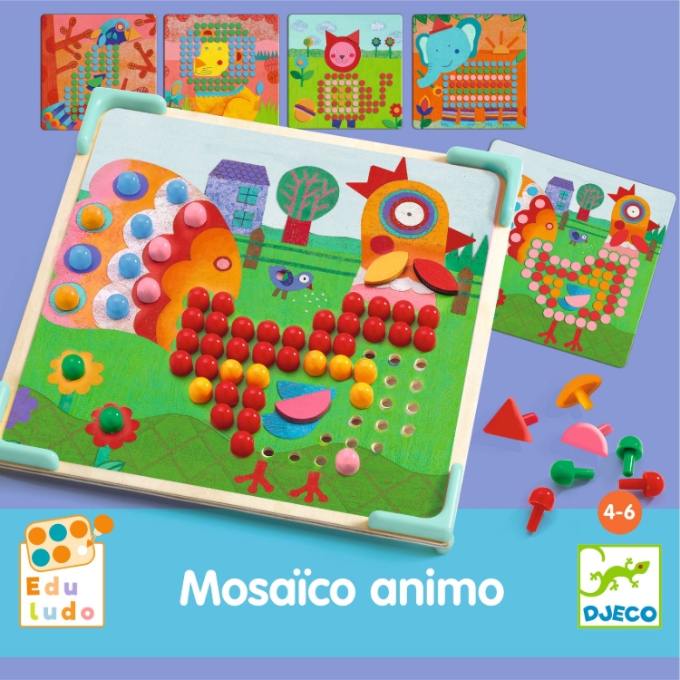Picture of Djeco Mosaïco Animo – dierenmozaïek met 230 pinnetjes – vanaf 4 jaar