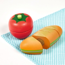 Afbeeldingen van Djeco houten picknickset met snijvoedsel – vanaf 2 jaar