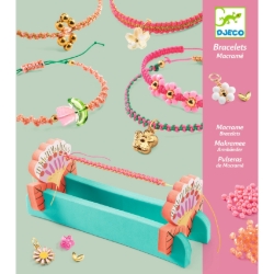 Djeco Roze macramé armbanden – sieraden knopen met kralen – van 8 tot 13 jaar