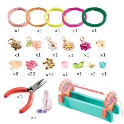 Djeco Roze macramé armbanden – sieraden knopen met kralen – van 8 tot 13 jaar