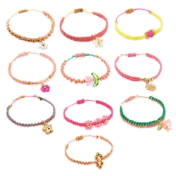 Djeco Roze macramé armbanden – sieraden knopen met kralen – van 8 tot 13 jaar