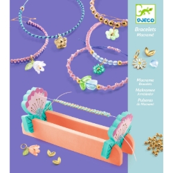 Djeco Blauwe macramé armbanden – sieraden knopen met kralen – van 5 tot 7 jaar