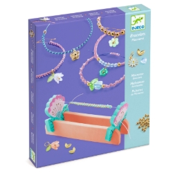 Djeco Blauwe macramé armbanden – sieraden knopen met kralen – van 5 tot 7 jaar