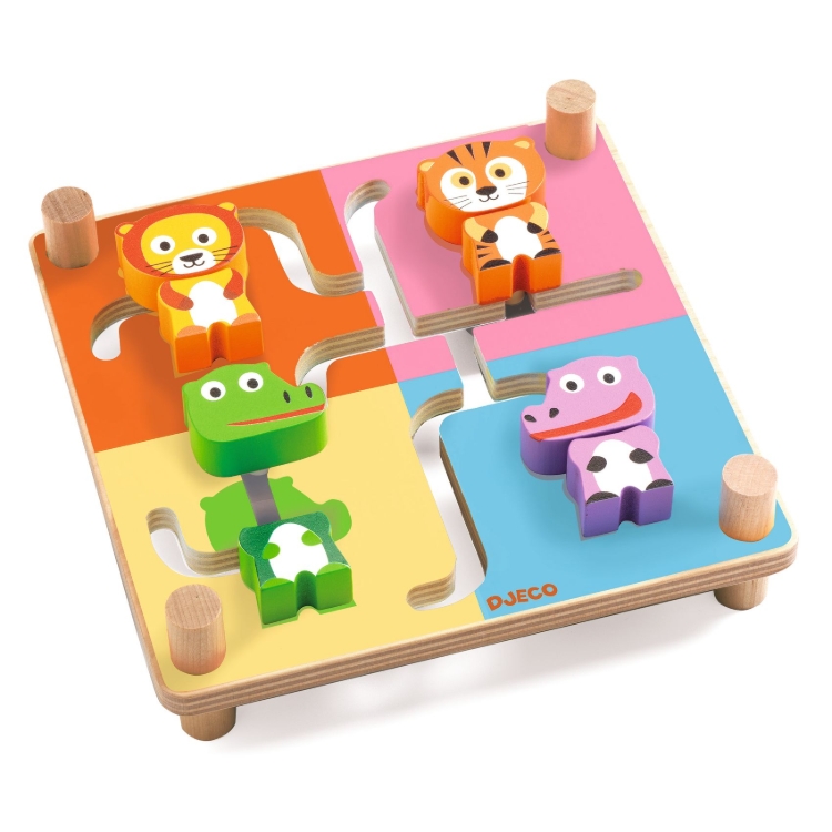 Djeco Spinamix – houten schuifpuzzel met dieren – vanaf 3 jaar