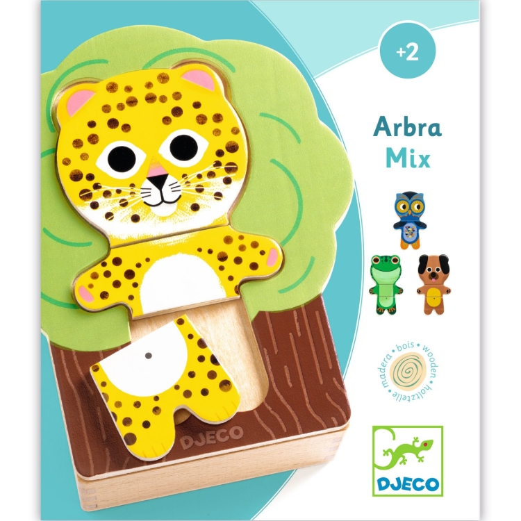 Djeco Arbramix – houten mix-en-match dierenpuzzel – vanaf 2 jaar