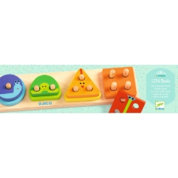 Djeco 1234Basic – houten vormen- en stapelpuzzel – vanaf 12 maanden
