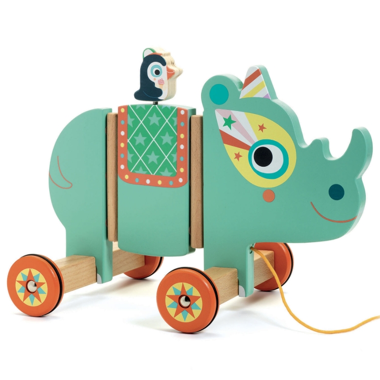 Djeco Vilma – houten trekfiguur neushoorn – vanaf 18 maanden