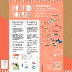 Djeco knutselpakket Pop en kleurrijk – DIY armbanden met papieren kralen – van 7 tot 12 jaar