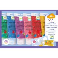 Djeco Glittervingerverf – zes tubes vingerverf – vanaf 18 maanden