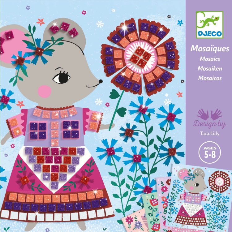 Djeco Lieve huisdieren – glittermozaïek op nummer – van 5 tot 8 jaar
