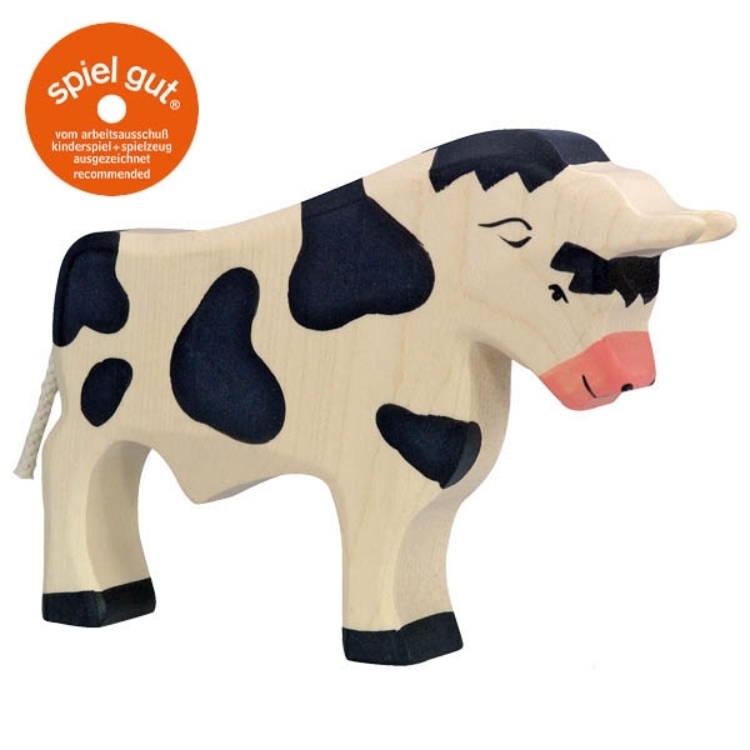Holztiger Stier zwartbont – Houten Speelfiguur – vanaf 3 jaar