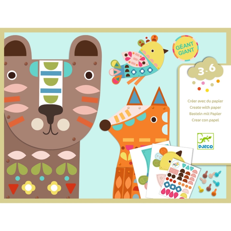 Djeco 3 reuzendieren - papierknutselset - van 3 tot 6 jaar