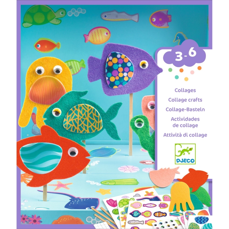Djeco Vrolijk aquarium - collageknutselset - van 3 tot 6 jaar