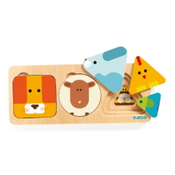 Djeco AnimaBasic - houten lagenpuzzel 9 stukjes - vanaf 18 maanden