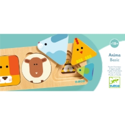 Djeco AnimaBasic - houten lagenpuzzel 9 stukjes - vanaf 18 maanden