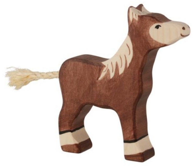 Holztiger Veulen donkerbruin – Houten Speelfiguur – vanaf 3 jaar