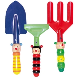 Simply For Kids - Tuinsetje Guitige Diertjes – Houten Tuingereedschapset