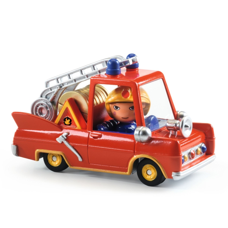 Djeco Kleine brandweerwagen - Crazy Motors speelauto - van 3 tot 9 jaar