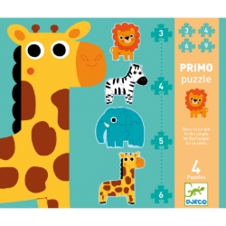 Djeco In de jungle - puzzelset 3, 4, 5 en 6 stukjes - vanaf 2 jaar