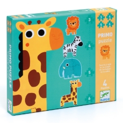 Djeco In de jungle - puzzelset 3, 4, 5 en 6 stukjes - vanaf 2 jaar