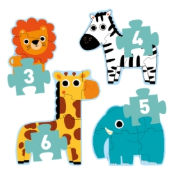 Djeco In de jungle - puzzelset 3, 4, 5 en 6 stukjes - vanaf 2 jaar