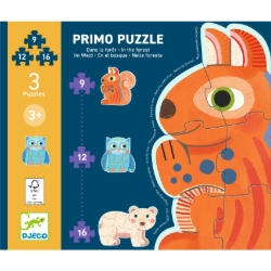Djeco In het bos - puzzelset 9, 12 en 16 stukjes - vanaf 3 jaar