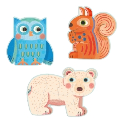 Djeco In het bos - puzzelset 9, 12 en 16 stukjes - vanaf 3 jaar