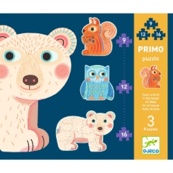 Djeco In het bos - puzzelset 9, 12 en 16 stukjes - vanaf 3 jaar