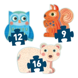 Djeco In het bos - puzzelset 9, 12 en 16 stukjes - vanaf 3 jaar
