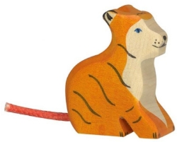 Holztiger Tijger welp zittend – Houten Speelfiguur