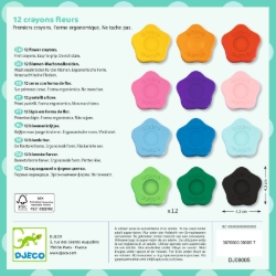 Djeco Bloemkrijtjes - waskrijtset 12 kleuren - vanaf 18 maanden