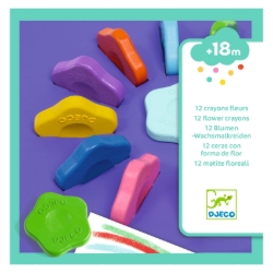 Djeco Bloemkrijtjes - waskrijtset 12 kleuren - vanaf 18 maanden