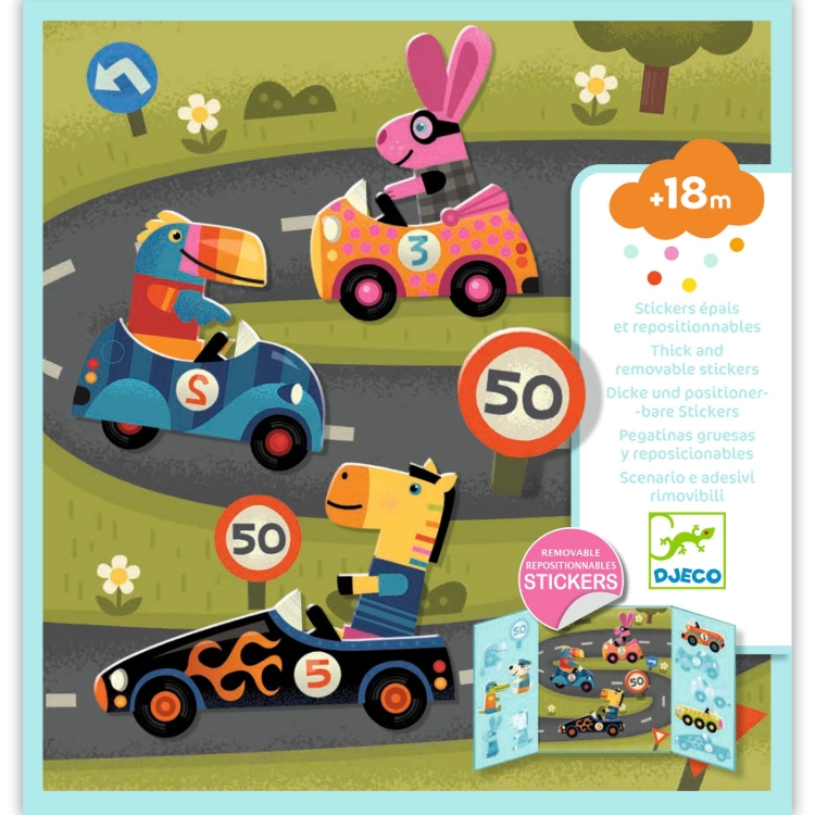 Djeco Cars - herbruikbare stickerset - vanaf 18 maanden